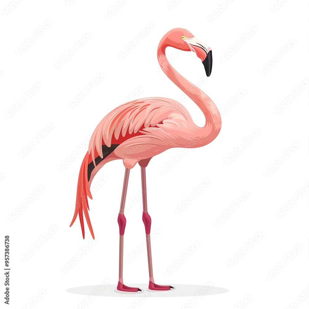 Fototapeta premium Flamingo Spirit animal cartoon isolated whitebackground 16:9