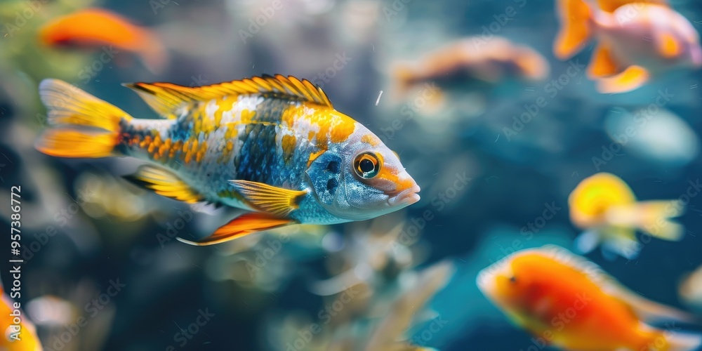 Naklejka premium Fish in an aquarium shallow depth of field