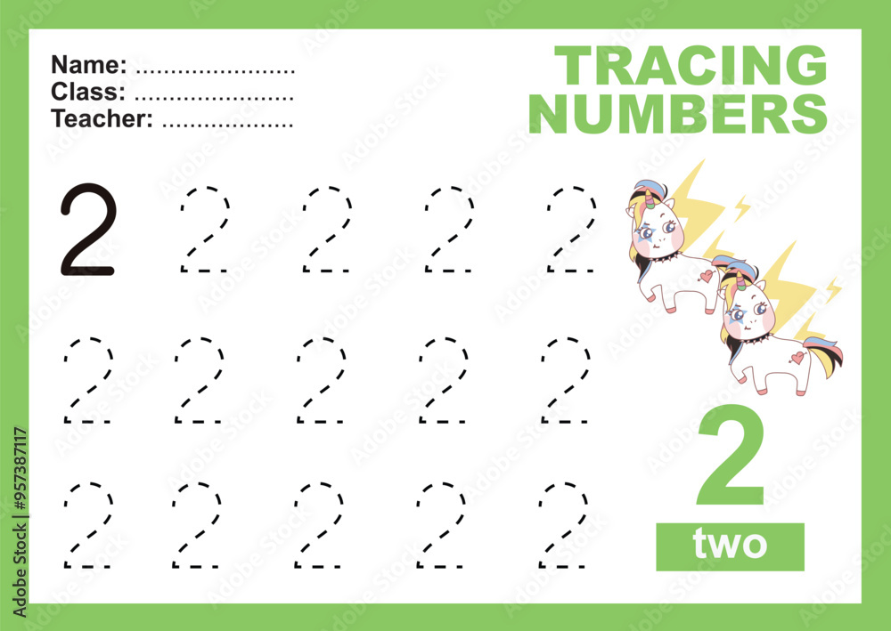 Trace and write number for children. Exercise for children to recognize the number. Educational worksheet for preschool. Vector file. Trace and write number for children. Exercise for children to recognize the number. Educational worksheet for preschool. Vector file.