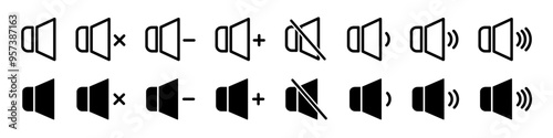 Speaker icon set. Sound volume.