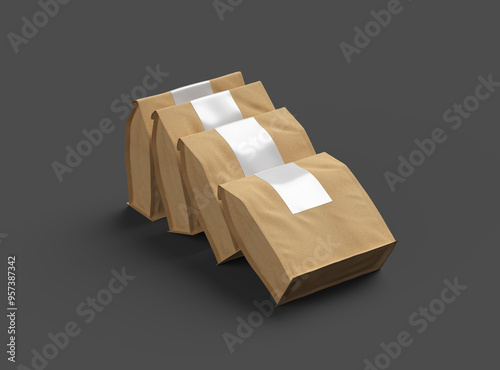 Wallpaper Mural Rendered mockup for a square paper bag with folded top and label on a dark background Torontodigital.ca