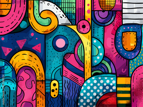 Vibrant Doodle: Visual Appeal through Bold Lines and Contrasting Hues