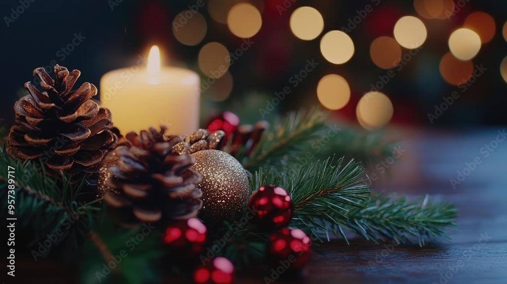 Beautiful christmas decoration on the table Beautiful christmas decoration on the table