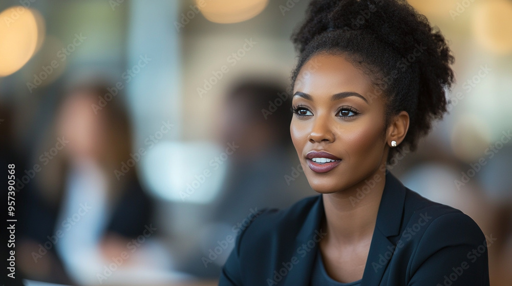 Portrait of African dark skin female business professional at office 