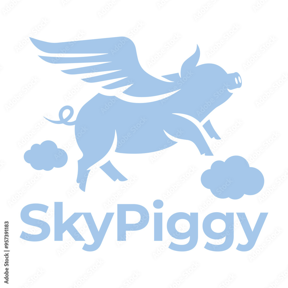Fototapeta premium sky piggy flat minimalist logo design