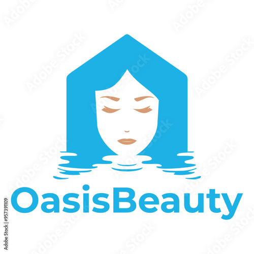 oasis beauty flat minimalist logo design