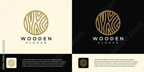 wood grain texture logo design illustration made with circles and lines