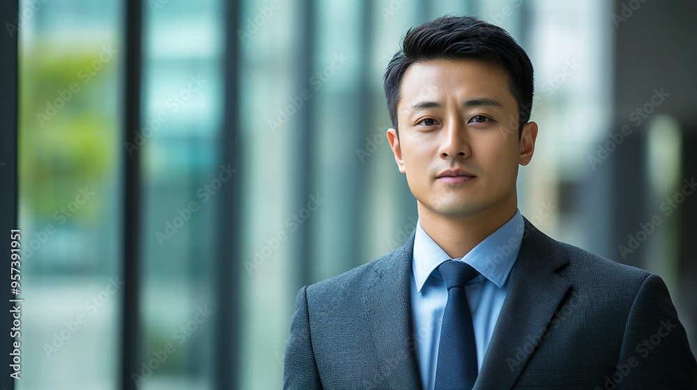 Portrait of Asian business man, CEO or executive in office wearing suit Portrait of Asian business man, CEO or executive in office wearing suit
