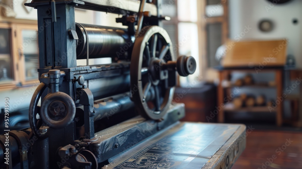 Fototapeta premium Vintage Printing Press in a Workshop