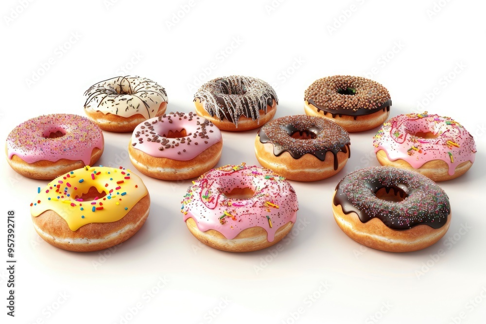 Donuts collection isolated on white background Donuts Donuts collection isolated on white background Donuts