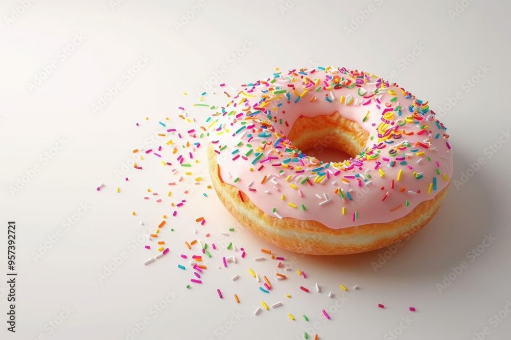 Donut with sprinkles isolated on white background  Donut with sprinkles isolated on white background