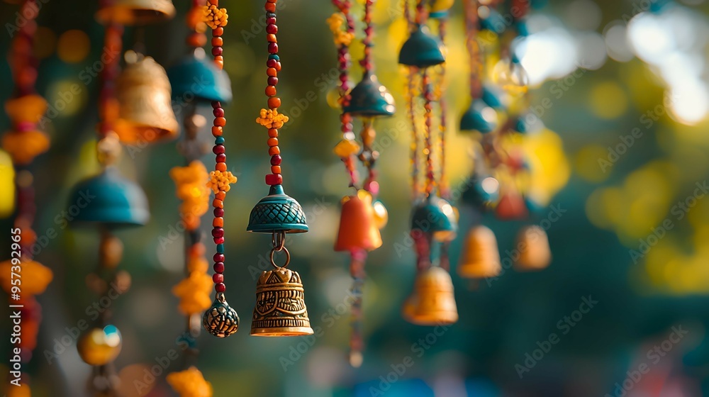 Obraz premium Colorful Bells and Beads Wind Chime Decoration