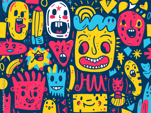 Doodle Illustration: Funny Cartoon Characters and Situations Bringing Lightheartedness and Joy