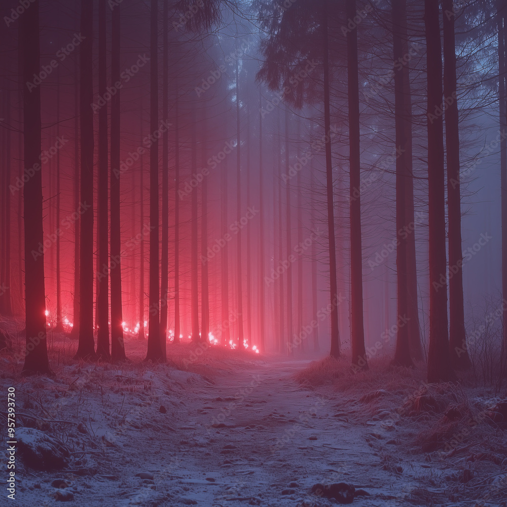 Fototapeta premium Neon lights in forest