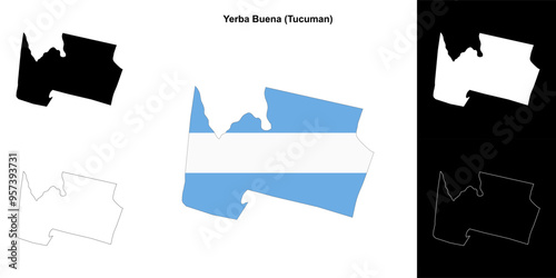 Yerba Buena department (Tucuman) outline map set