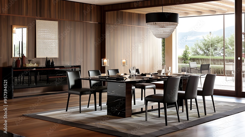 Elegant modular dining room with extendable tables and customizable seating options Elegant modular dining room with extendable tables and customizable seating options