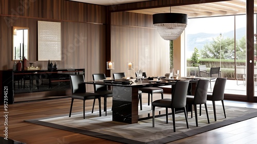 Elegant modular dining room with extendable tables and customizable seating options