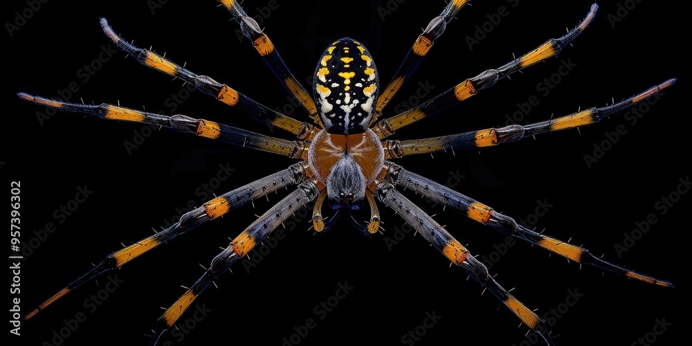 Dorsal view of a female Golden Silk Orb Weaver Spider Trichonephila ...