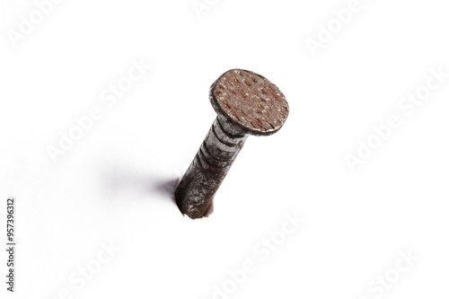 An image of a rusty nail isolate on white background. An image of an object for use in graphic design.
