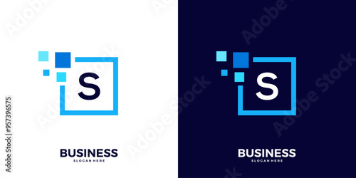 Letter S digital tech logo design inspiration.