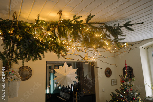 House decorated for the Christmas