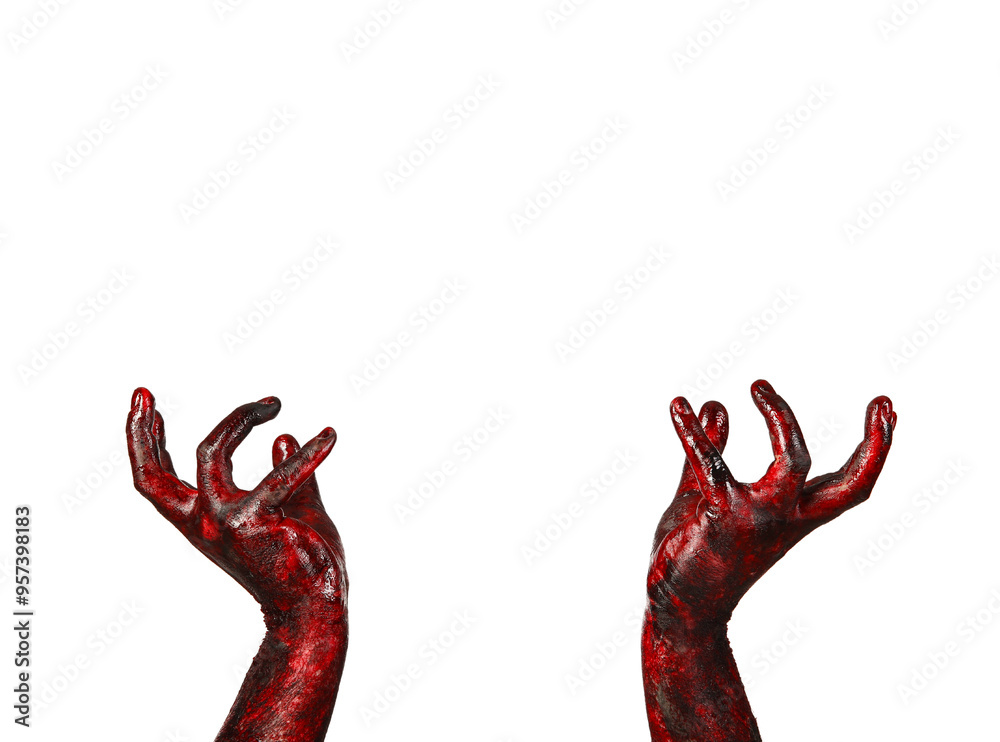 Hands of zombie on white background. Halloween celebration Hands of zombie on white background. Halloween celebration
