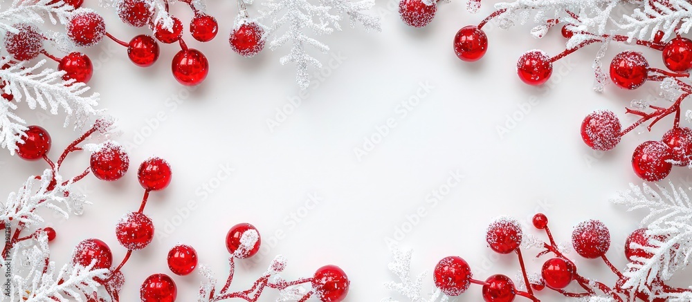 Frosty lighting on a cherry red and white Christmas frame. Frosty lighting on a cherry red and white Christmas frame.
