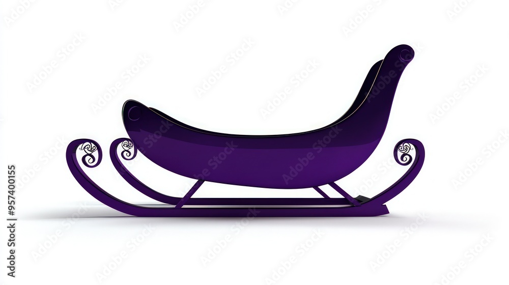 Bold violet sleigh silhouette depicted minimally against a white backdrop. Bold violet sleigh silhouette depicted minimally against a white backdrop.