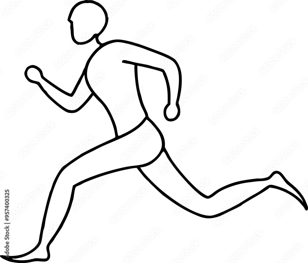 Outline Drawing of a Running Person Symbolizing Fitness and Motion in Minimalist Style Outline Drawing of a Running Person Symbolizing Fitness and Motion in Minimalist Style