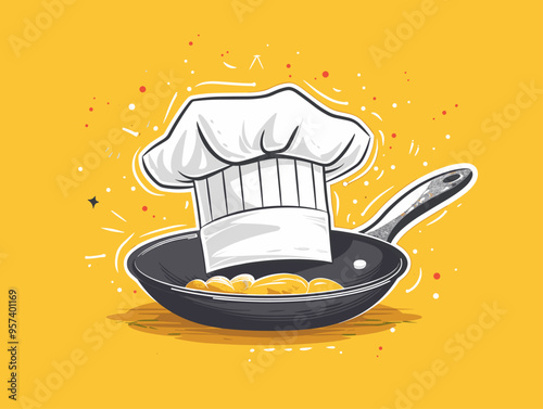 Chef's Hat and Pan: Culinary Arts and Mastery Doodle