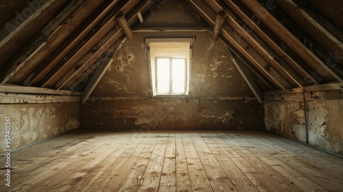 Old house's empty attic Interior. Generative AI