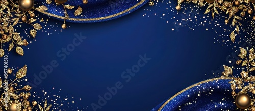 Gleaming Golden Details and Sparkles on a Royal Blue Festive Border.