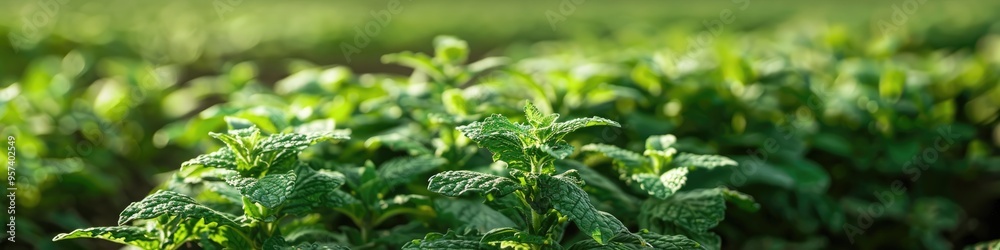 Mint cultivation in a field Mint cultivation in a field