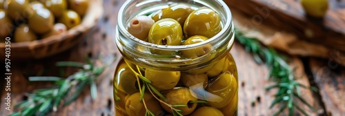 Hojiblanca Green Olives in a Jar Ideal for Snacking or Garnishing photo