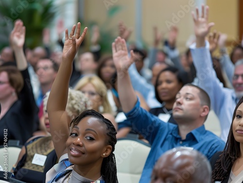 At a professional business seminar a diverse audience