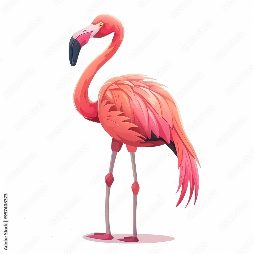 Obraz premium Flamingo Void/Space element animal cartoon isolated whitebackground 16:9
