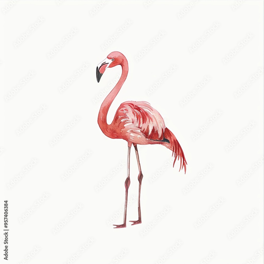 Fototapeta premium Flamingo Void/Space element animal cartoon isolated whitebackground 16:9