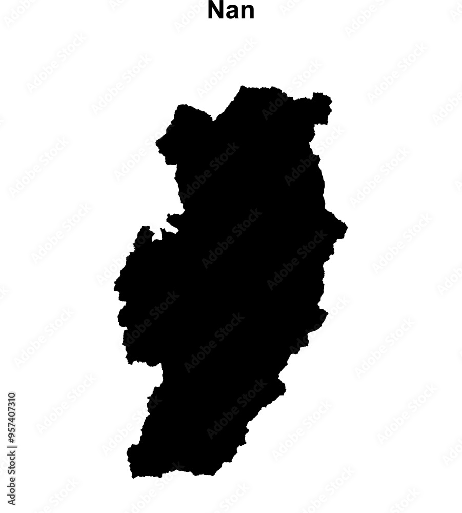 Nan province blank outline map