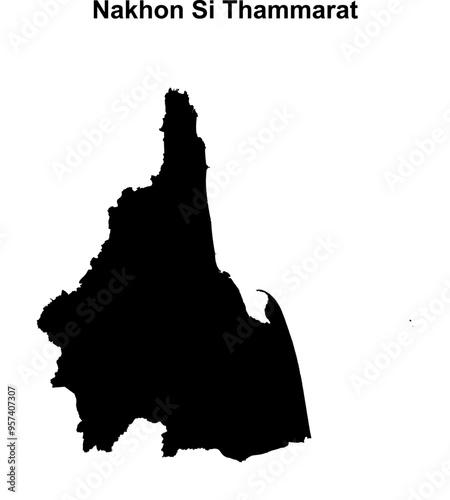 Nakhon Si Thammarat province blank outline map photo