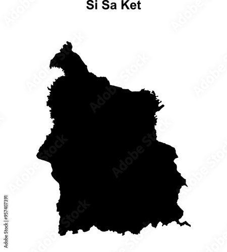 Si Sa Ket province blank outline map