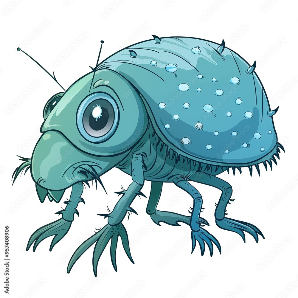 Fototapeta premium Flea Water animal cartoon isolated whitebackground