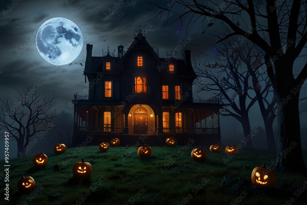 Fototapeta premium Halloween Haunted House