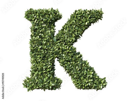 Shrub Shaped Like the Letter "K" with Bold Angles, Isolated on a Transparent PNG Background