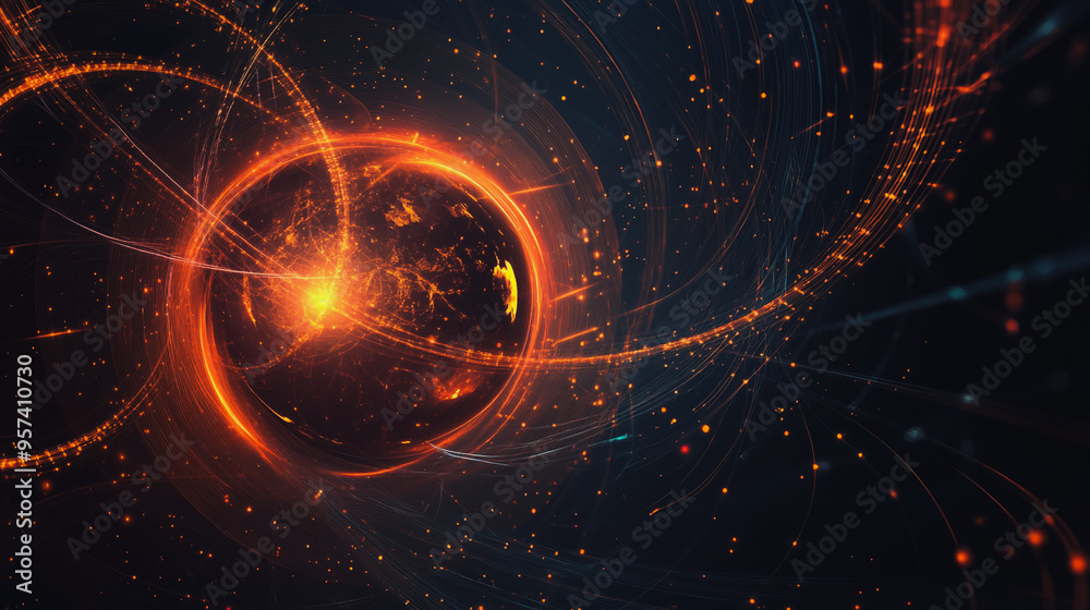 Obraz premium background Innovation network points Earth's surface wave background Abstract digital wave background information technology background The background is the background. gradient wave digital wave ban