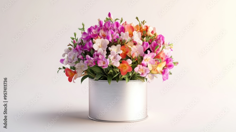 Fresh flowers in a modern pot for a stylish decoration Fresh flowers in a modern pot for a stylish decoration
