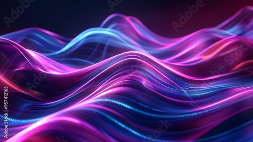 abstract futuristic background with pink blue glowing neon