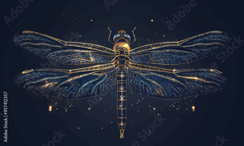 A linear vector of a dragonfly.