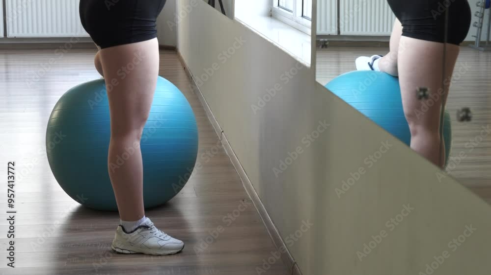Woman makes workout at the gym Woman makes workout at the gym