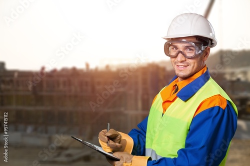 Portrait of worker wearing uniform in site