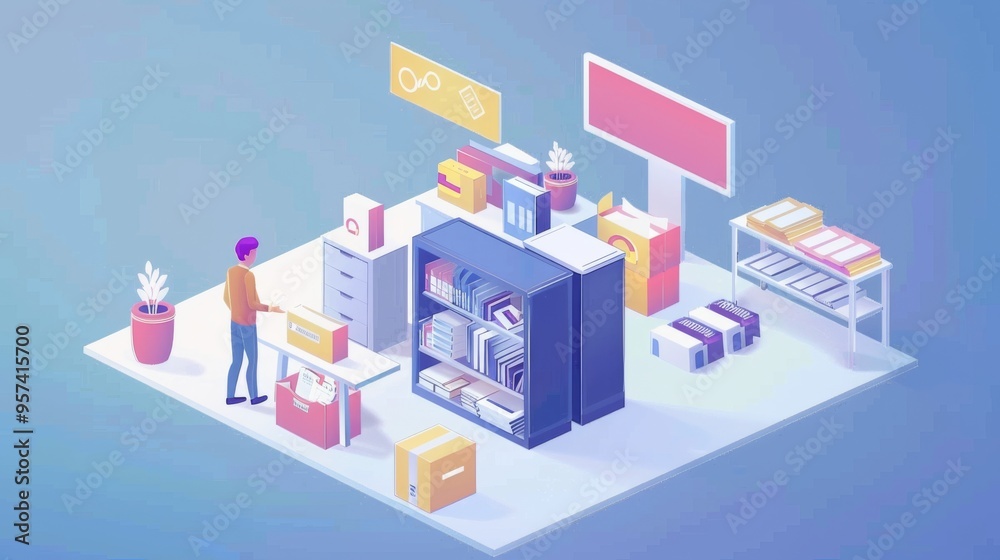 3D Isometric Flat Vector Conceptual Illustration of Customer Base, CDM Client Data Management 